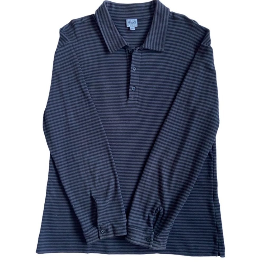 Armani Collezioni Cotton Knit Long Sleeve Polo Shirt